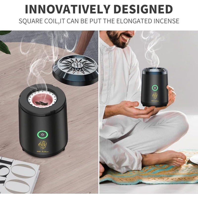 Oud Bukhoor Electric Incense Burner/Portable USB Rechargeable Arabic Bakhoor Burner for Home, Car & Office, Smokeless Aromatherapy Diffuser with Accessories - Image 3